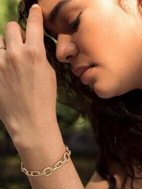SOFYBJA 18k Gold Plated Personalized Chunky Cuban Oval Link Chain Bracelets for